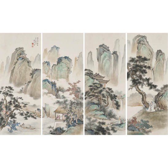  王心竟（1909-1954）-山水四條屏 