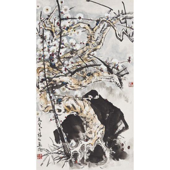  章友芝(1917-1983) 梅石圖 