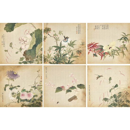  談月色（1891-1976） 擬宋人花卉六開 